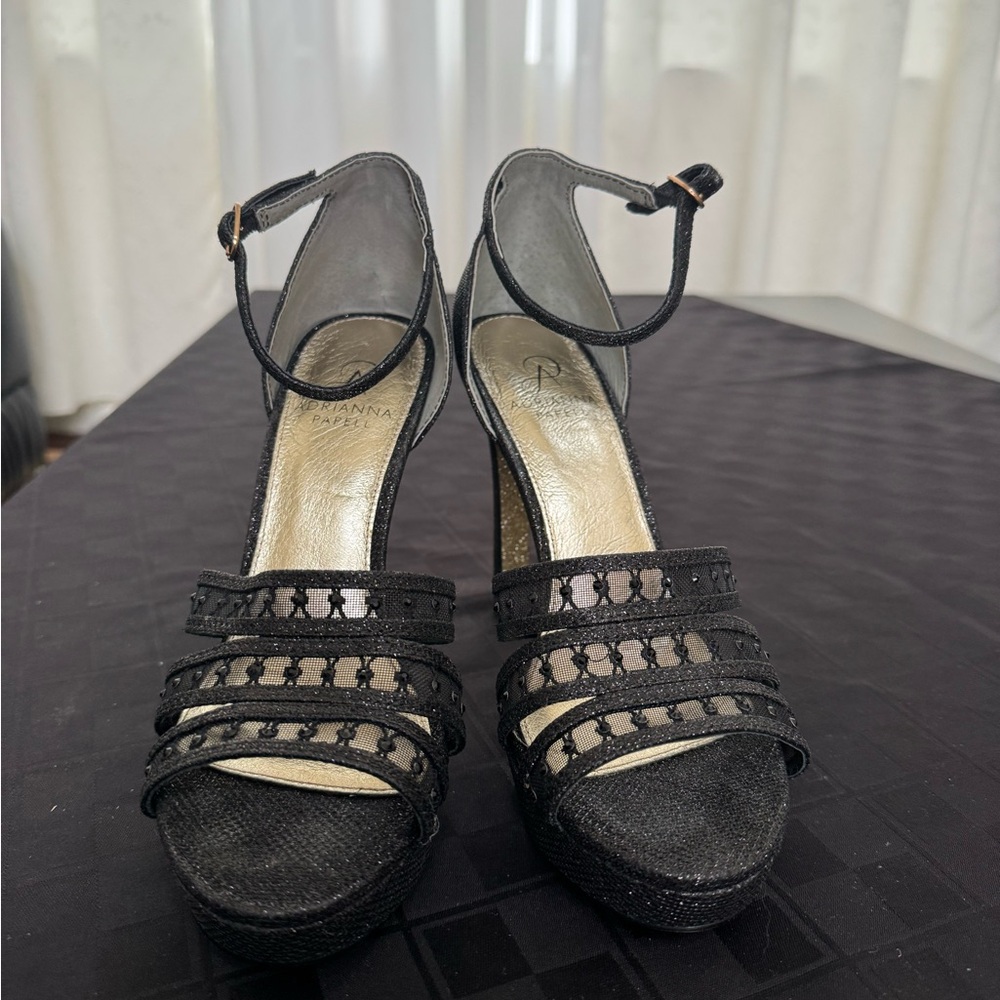 Adrianna Papell Black Ankle Strap Heels